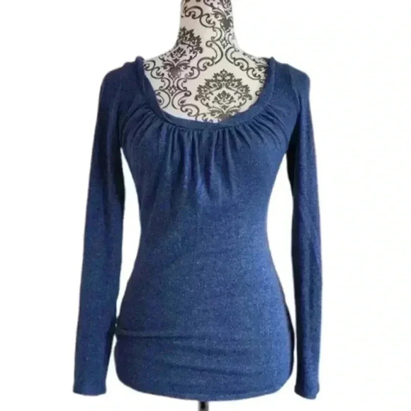 JAC by Jacqueline Conoir Shirt Long Sleeve Blue Scoop Neck Cotton Women's  XS - Picture 2 of 11